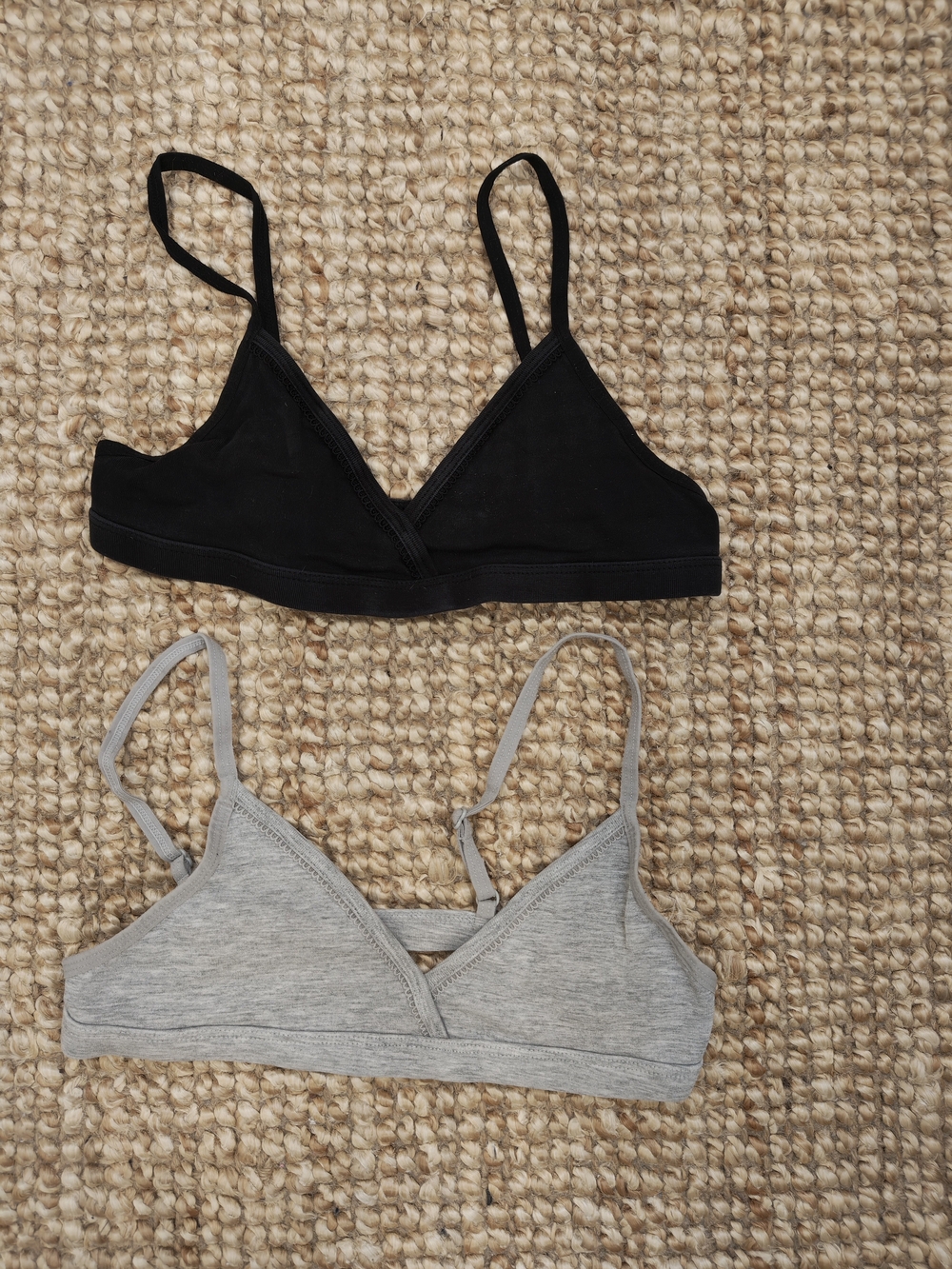 H&M Girls 2-Pack Bralettes in Black & Gray